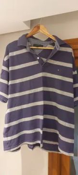 Camisa Polo Tommy Hilfiger roxa listrada tamanho GG