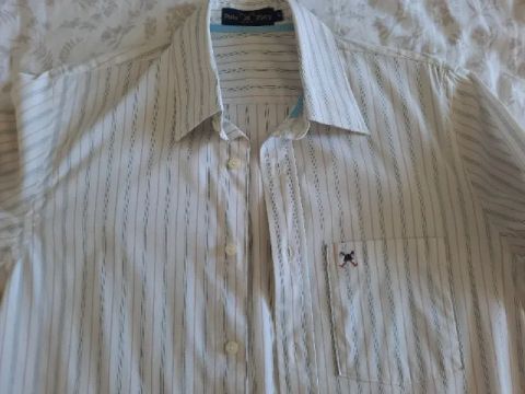 Camisa Social Adulto Branca listrada marca Polo Play