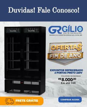 Expositor Refrigerado 2 Portas Preto 220V - Polofrio Mondrian