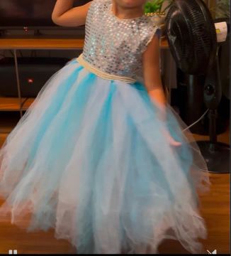 Vestido de Tule Azul para Menina Frozzen 4 anos