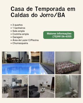 Casa pra temporada em Caldas do Jorro 