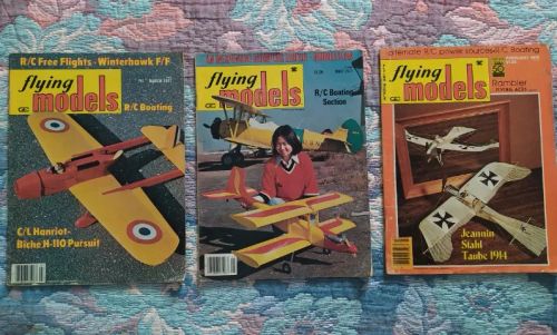 3 Revistas Flying Models antigas anos de 1977 e 1978 conservados