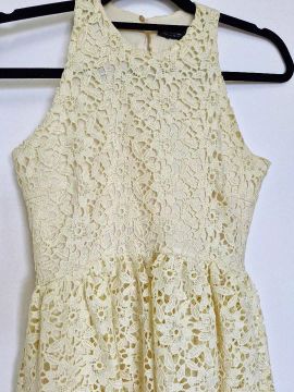 Vestido Zara  renda guipir amarelo