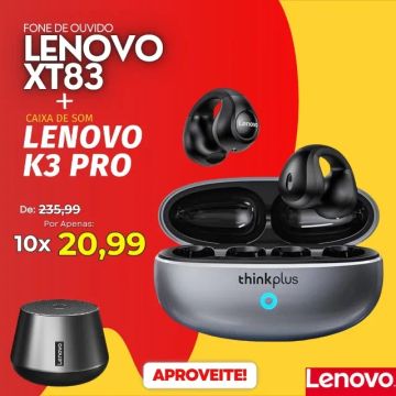 Kit Fone Bluetooth Lenovo XT83 + Som Portátil Lenovo K3 Pro | Garantia | Pronta Entrega