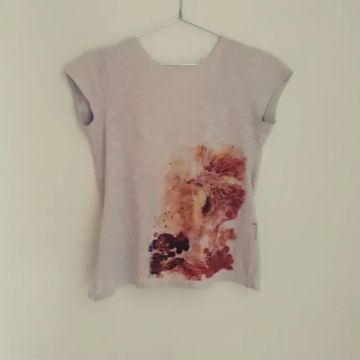 Blusa Damyller Transpassada Costas Decotadas Lilás Estampada - Tamanho P