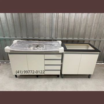 Pia Inox com Balcão de Cooktop 