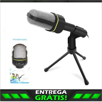 Microfone Condensador Multimídia Com Tripé P2
