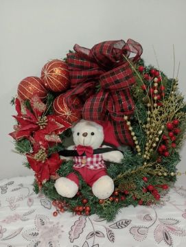 Gruilanda natalina enfeite de porta urso 45 cm