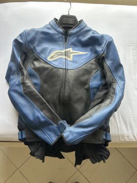Blusão Alpinestars Todo Em Couro Usado E Calça Alpinestar Em Cordura.