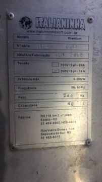 Máquina Industrial Italianinha - Premium - 240kg - 40L