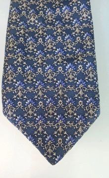Gravata Azul com Desenho Floral