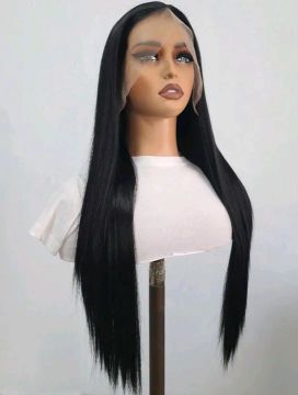 Peruca Lace Front Longa Lisa Preta