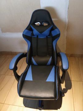 Cadeira Gamer Confortável - Azul e Preto