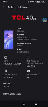 TCL 40 SE - Novo