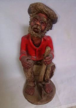 Estatueta de ancião lenhador,em cerâmica, Valdeci César, Gravatá PE