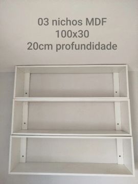 Nichos MDF 100x30cm - 3 Prateleiras