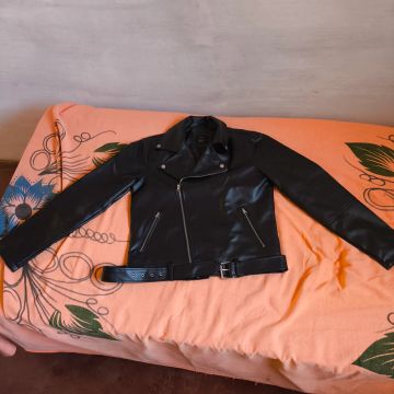 Jaqueta de couro legítimo preta masculina