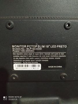 Monitor PCTOP SLIM 19'' LED PRETO MLP190 HDMI