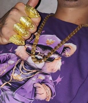 Conjunto de Anéis Masculinos em Ouro 18k - Estilo Tribal