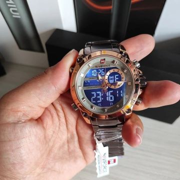 Relógio Naviforce 9163 Dourado e Prateado (novo)