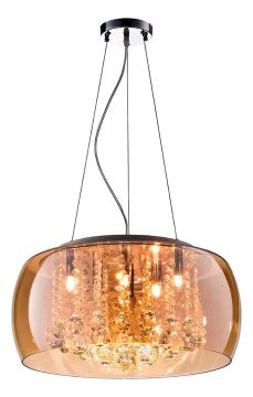 Pendente Luxo cor ambar com cristais e lampadas inclusas