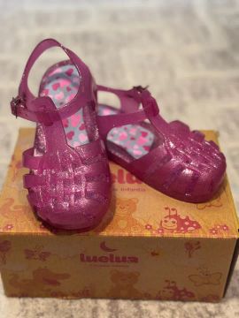 Sandálias tipo Melissa Luelua - Glitter Rosa - Tamanho 23