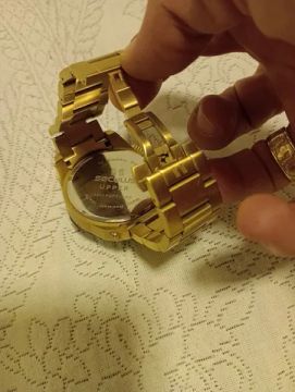 Relógio Séculos Upper dourado e azul