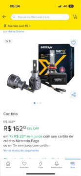 Lâmpadas de LED H7 para Farol Ultra LED 55W 6500K