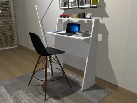 Mesa Simply White Home Office Em MDF. Medidas L70cm x P35cm x A105cm.