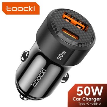 Carregador Veicular 50w Turbo Pd 2 Portas Toocki