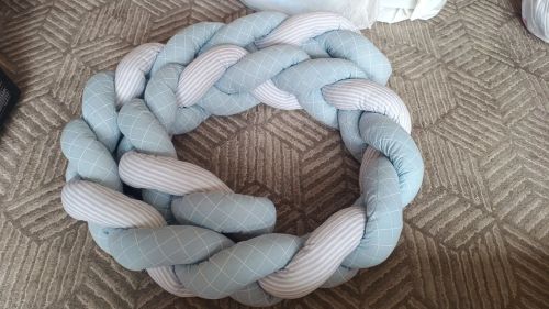 Trança de Berço de Ninho para Bebê - Azul e Cinza