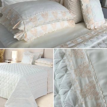Jogo de Cama Queen  Luxo Bordado - Novo