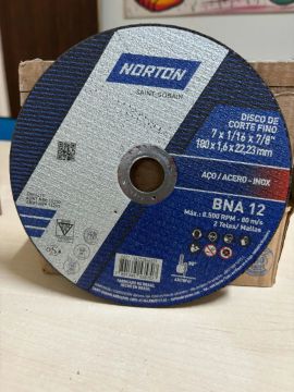 250 unid. Disco de corte para aço carbono e inox "NORTON" - 180x1,6x22,23mm