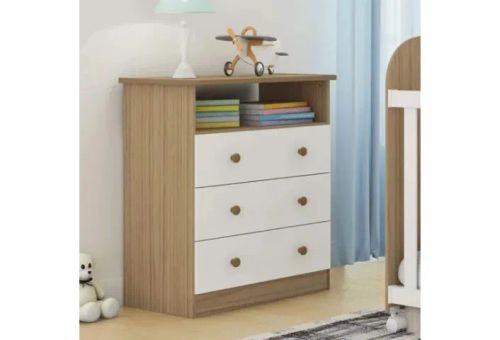 Cômoda Infantil: 3 Gavetas e Nicho - Organização Divertida para o Quarto dos Pequenos!