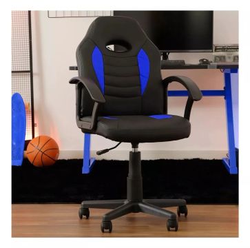 Cadeira Gamer Preta com Detalhes Azuis