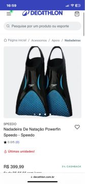 pé de pato e palmar de natação 
