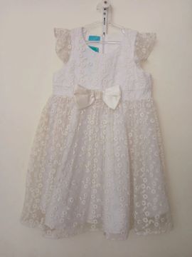 Vestido Infantil de Renda Social Festa Off WhiteTamanho 6