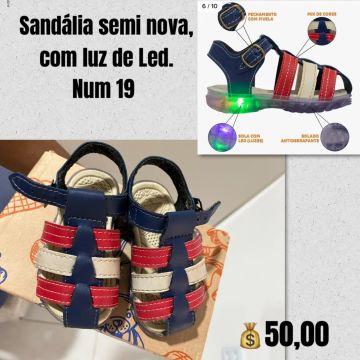 Sandália num 19 luz de Led 