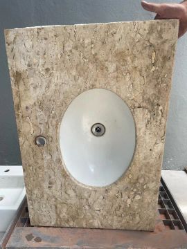 Pia de mármore bege baia 