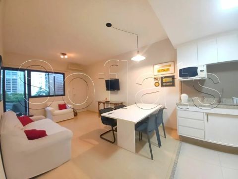 Flat no Le Bougainville disponível para locação com ótima localização em Alphaville.