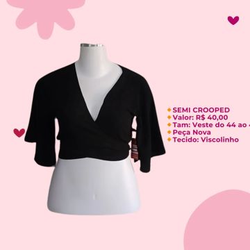 Blusa Cropped Preta - Tamanho 44 ao 48