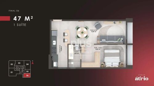 APARTAMENTO URBAN ATRIO DE 1 SUÍTE NA 202 SUL
