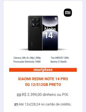 Xiaomi Redmi Note 14 Pro 5G 12/512GB Preto - Novo
