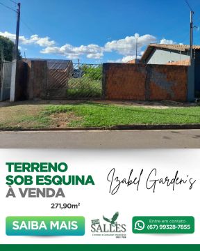 Terreno para venda tem 271 metros quadrados em Parque Isabel Garden's - Campo Grande - MS
