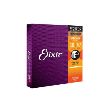 Cordas para Guitarra Acústica Elixir Nanoweb 10-47 Extra Light