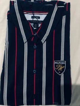 Camisa Tommy Hilfiger azul listrada 