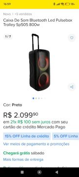 Caixa de Som Bluetooth Led Pulsebox Trolley Sp505 800w