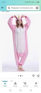 Kigurimi / Pijama/ Macacão de Unicórnio Rosa - Adulto