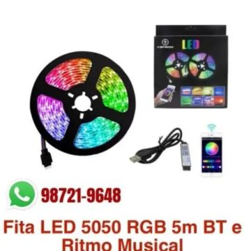 Fita de led RGB 5050 TOP temos Bluetooth e com controle  5metros 