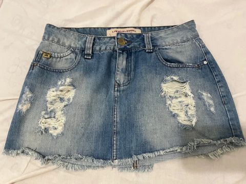 Saia jeans mini lavagem clara